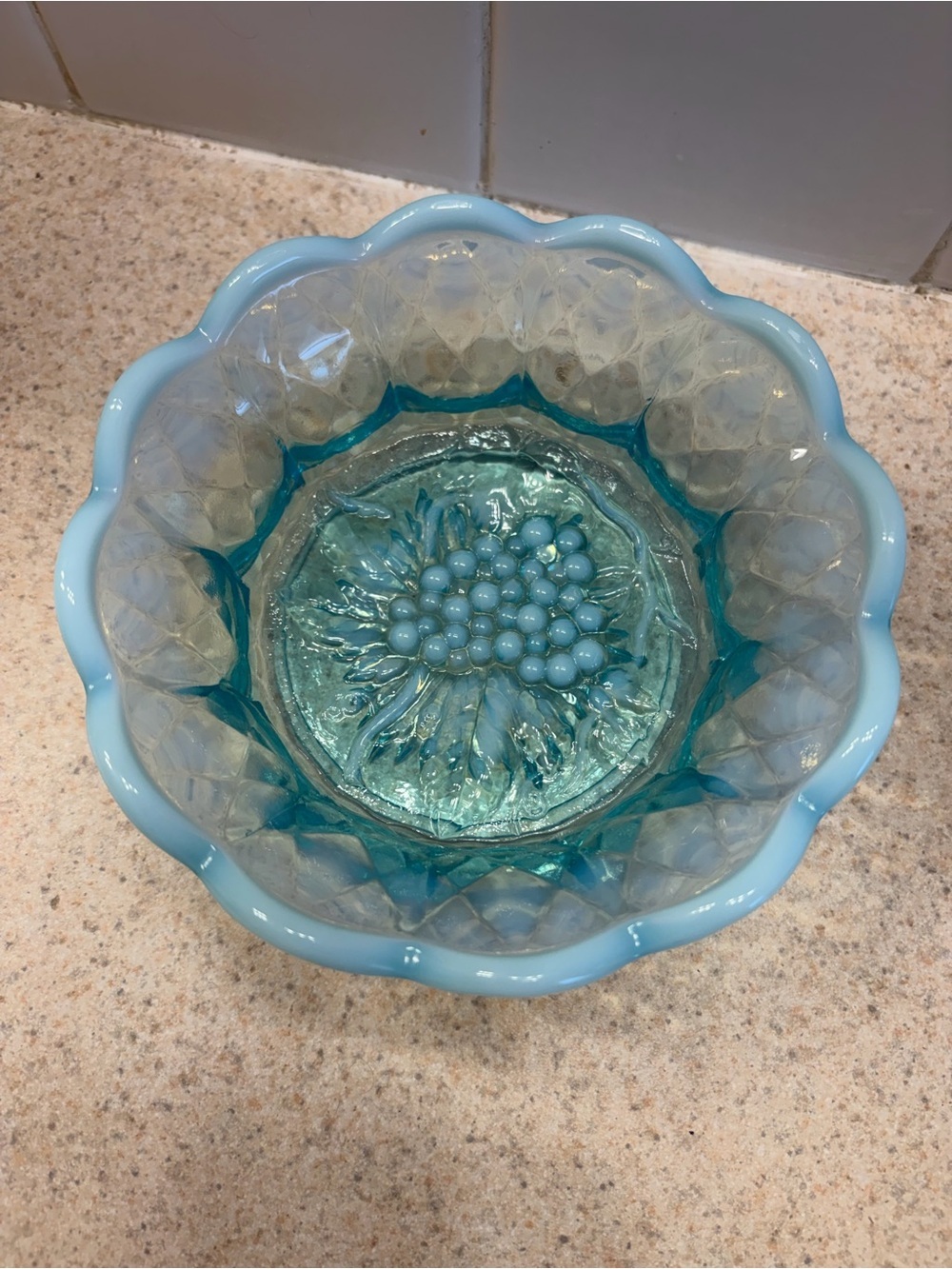 Vintage Fenton opalescent Blue Glass Candy dish- Home Art Accent - Picture 3 of 9